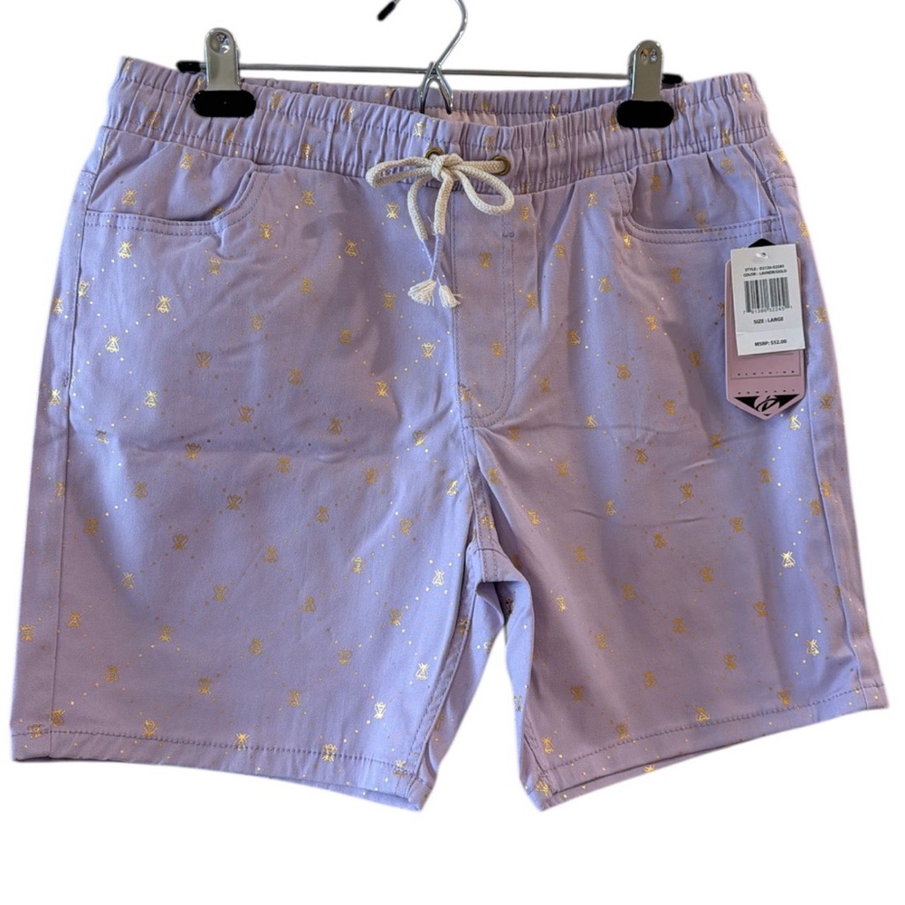 Drill clothing Co. Men's Lavender Swim Board Shorts with Gold Bee Accent Size L